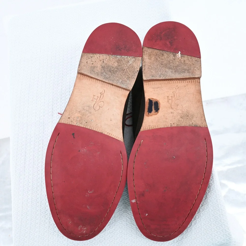 Cole Haan Mens Brown Suede Chukka Boots Red Laces Contrast Sole Size 13M